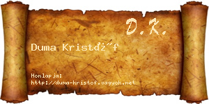 Duma Kristóf névjegykártya