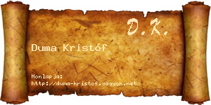 Duma Kristóf névjegykártya